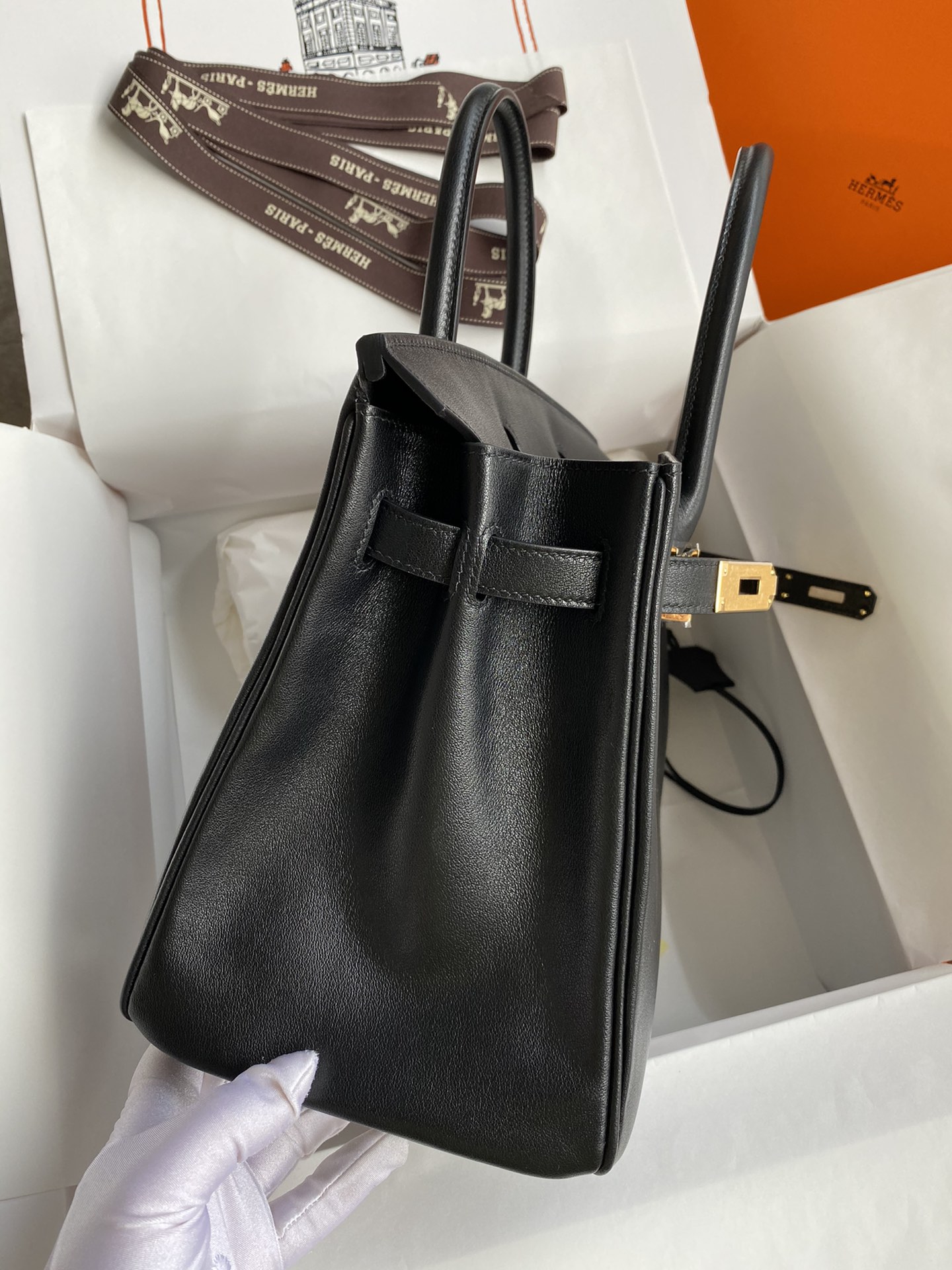 Hermes Birkin 30CM Swift Leather Handbag Black 